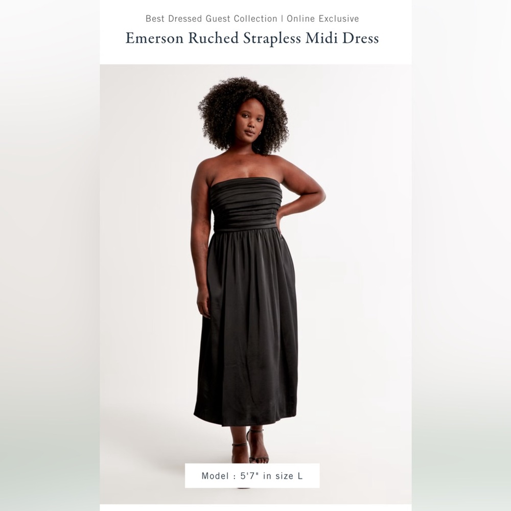 LIKE NEW Abercrombie Women's Emerson Ruched Strapless Midi Dress | Size Large